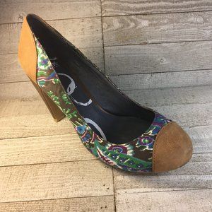 Pink Studio Cyrene Canvas Leather Heel Women